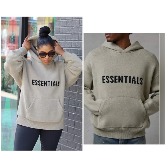 Essentials Other - NWT Essentials Taupe knitted Hoodie Sweater - Unisex - Large